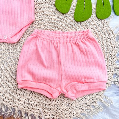Conj. Body Regata e Short Canelado - Coral